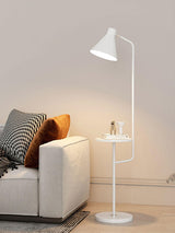 Modern Macaroon Floor Lamp with Integrated Storage Tray and Natural Marble Base for Living Room