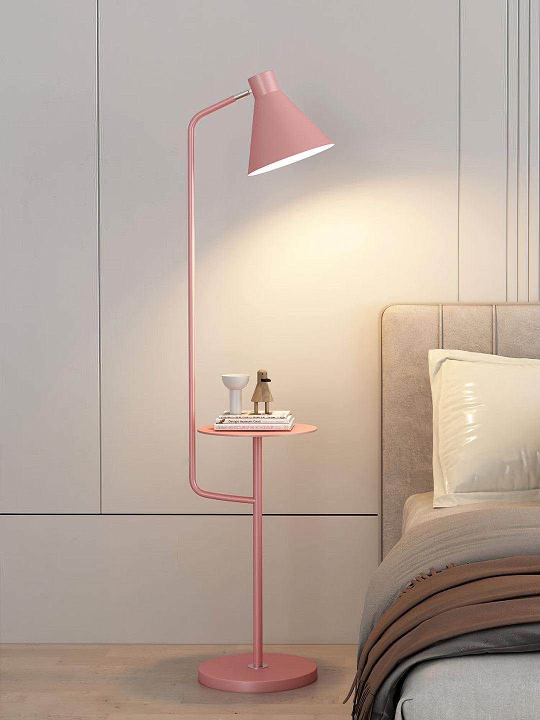 Modern Macaroon Floor Lamp with Integrated Storage Tray and Natural Marble Base for Living Room