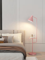 Modern Macaroon Floor Lamp with Integrated Storage Tray and Natural Marble Base for Living Room