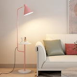 Modern Macaroon Floor Lamp with Integrated Storage Tray and Natural Marble Base for Living Room
