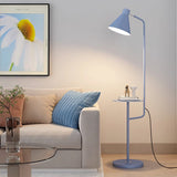 Modern Macaroon Floor Lamp with Integrated Storage Tray and Natural Marble Base for Living Room