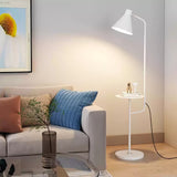 Modern Macaroon Floor Lamp with Integrated Storage Tray and Natural Marble Base for Living Room