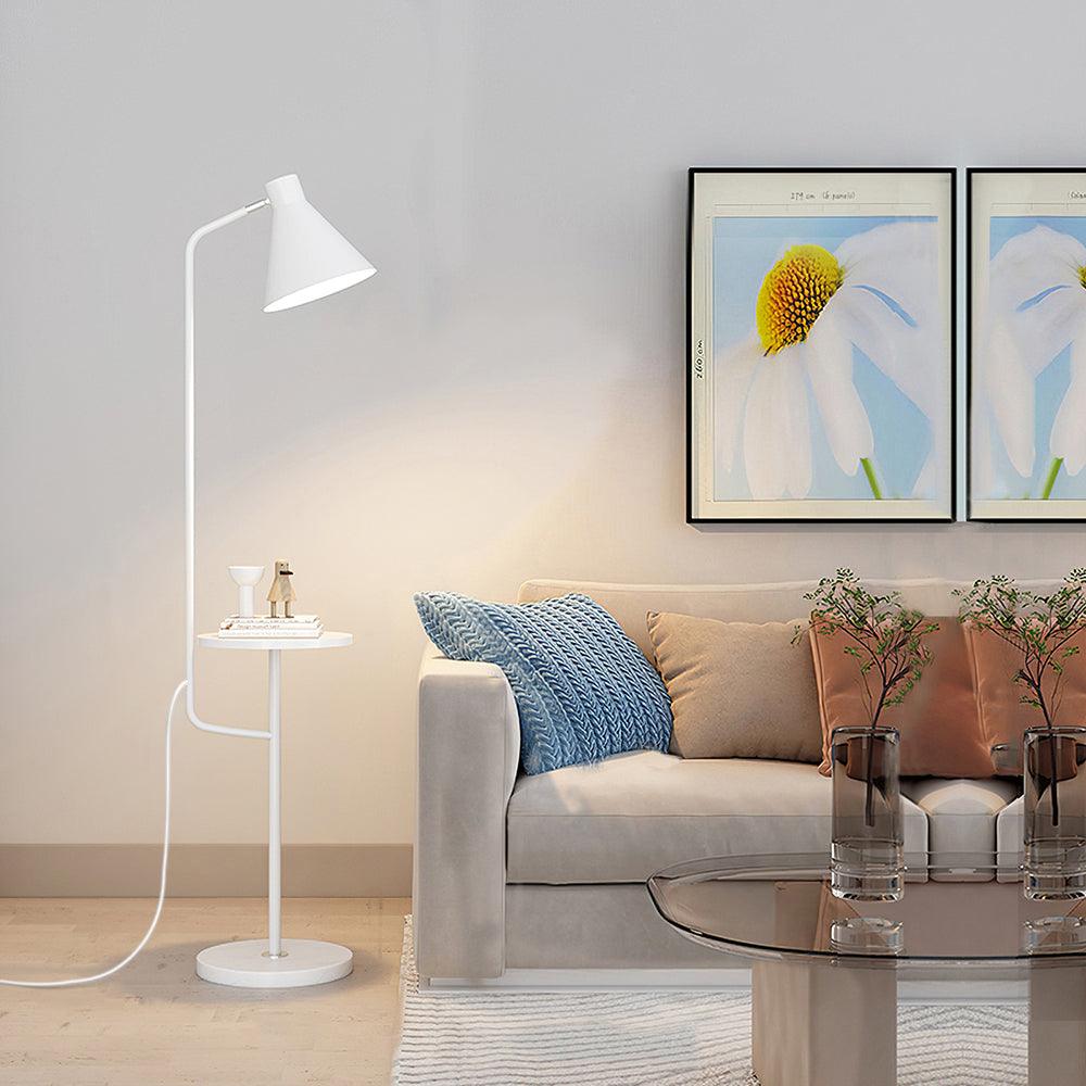 Modern Macaroon Floor Lamp with Integrated Storage Tray and Natural Marble Base for Living Room