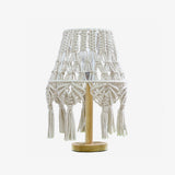 Bohemian Handcrafted Macrame Table Lamp Boho Cotton Rope Desk Light for Bedroom