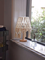 Bohemian Handcrafted Macrame Table Lamp Boho Cotton Rope Desk Light for Bedroom