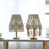 Bohemian Handcrafted Macrame Table Lamp Boho Cotton Rope Desk Light for Bedroom