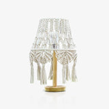 Bohemian Handcrafted Macrame Table Lamp Boho Cotton Rope Desk Light for Bedroom