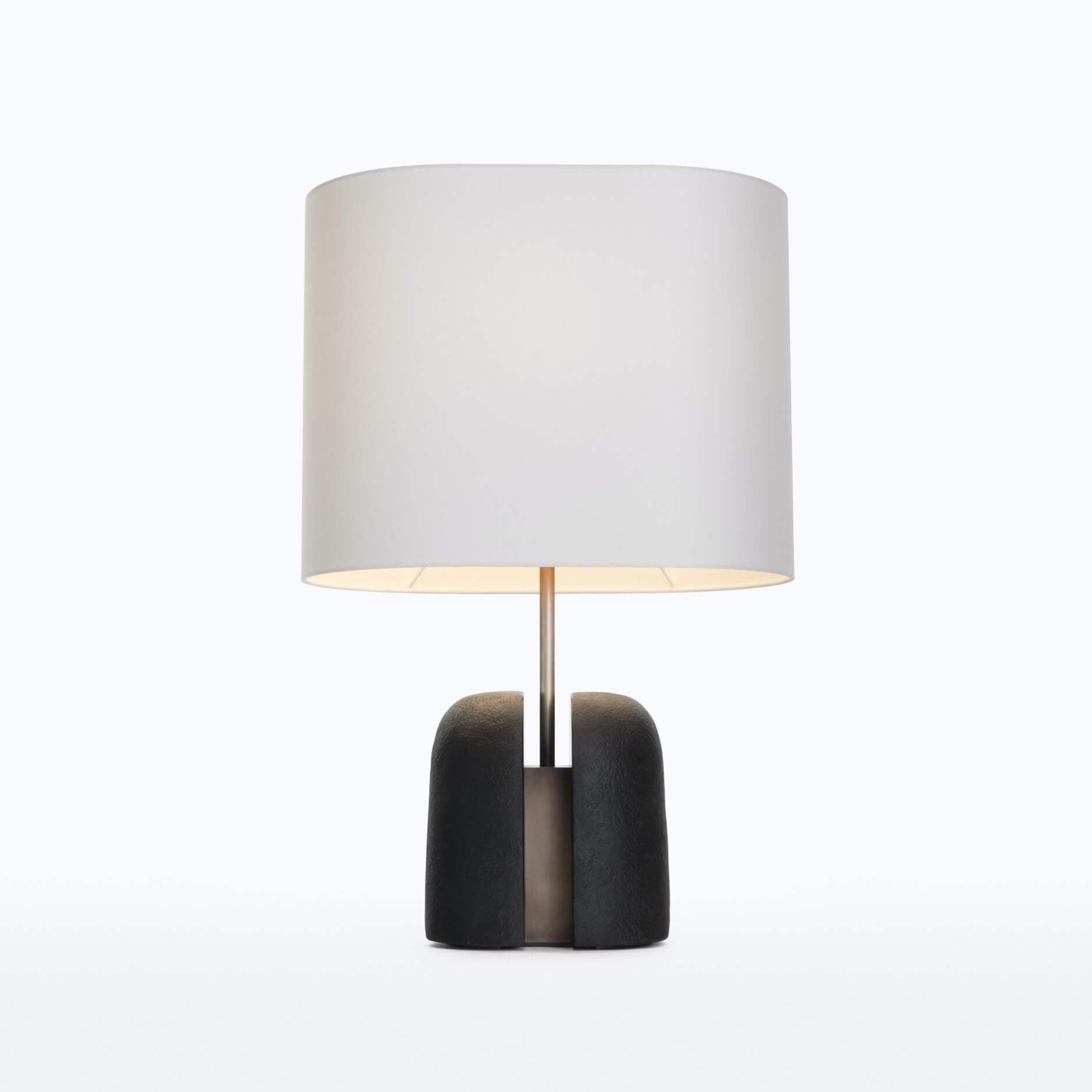 Modern Madoc Resin Table Lamp with Fabric Shade for Bedside and Living Room Decor