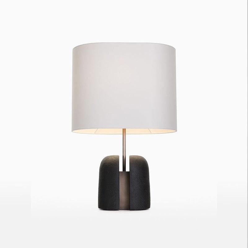 Modern Madoc Resin Table Lamp with Fabric Shade for Bedside and Living Room Decor
