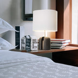 Modern Madoc Resin Table Lamp with Fabric Shade for Bedside and Living Room Decor