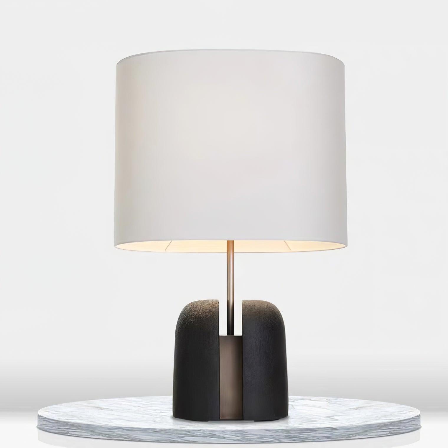 Modern Madoc Resin Table Lamp with Fabric Shade for Bedside and Living Room Decor