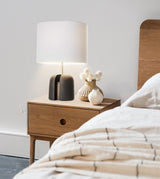 Modern Madoc Resin Table Lamp with Fabric Shade for Bedside and Living Room Decor