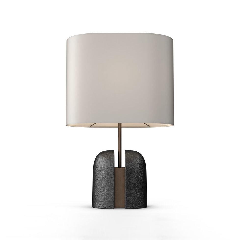 Modern Madoc Resin Table Lamp with Fabric Shade for Bedside and Living Room Decor