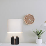Modern Madoc Resin Table Lamp with Fabric Shade for Bedside and Living Room Decor