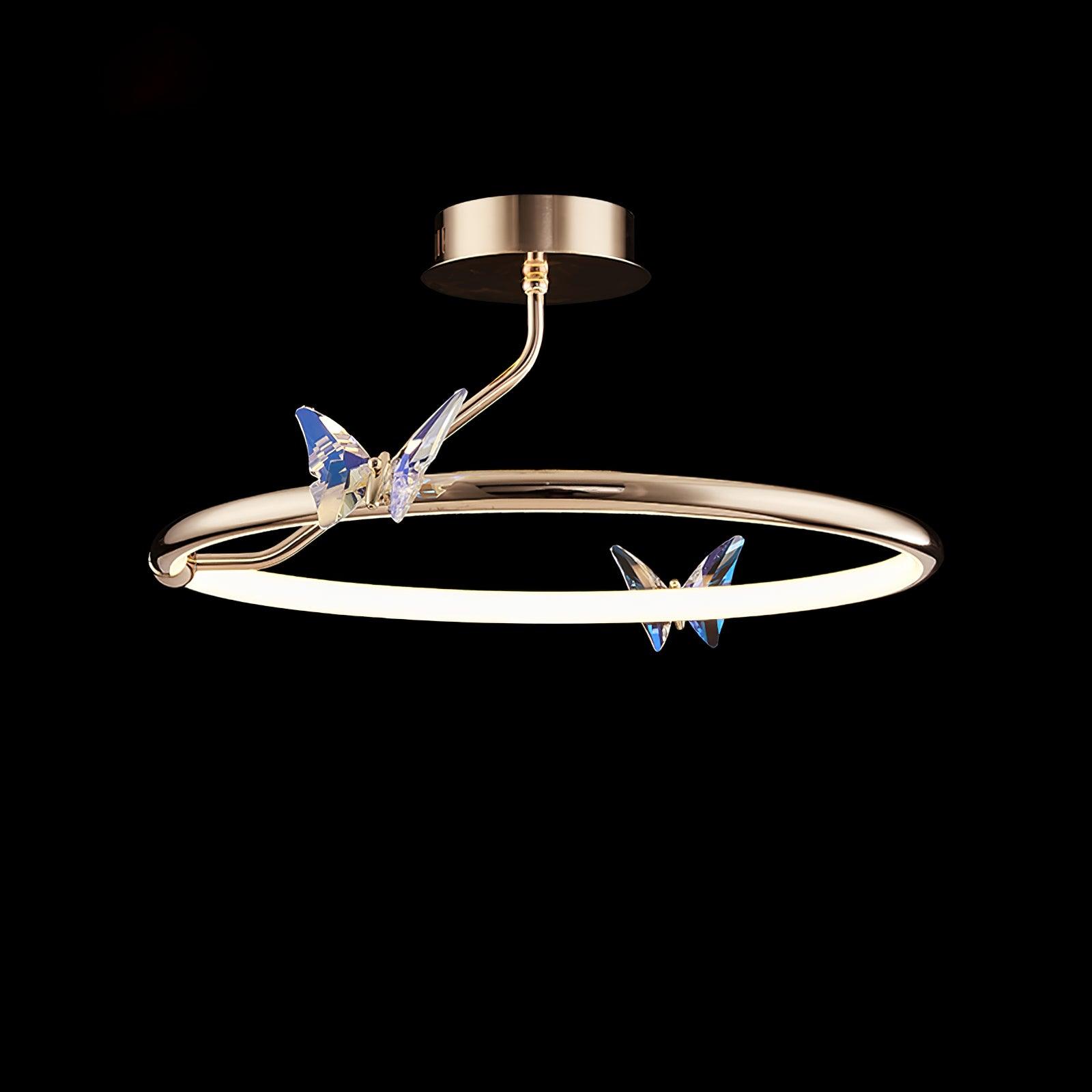 Enchanting Crystal Butterfly Flush Mount Ceiling Light for Bedroom and Living Room