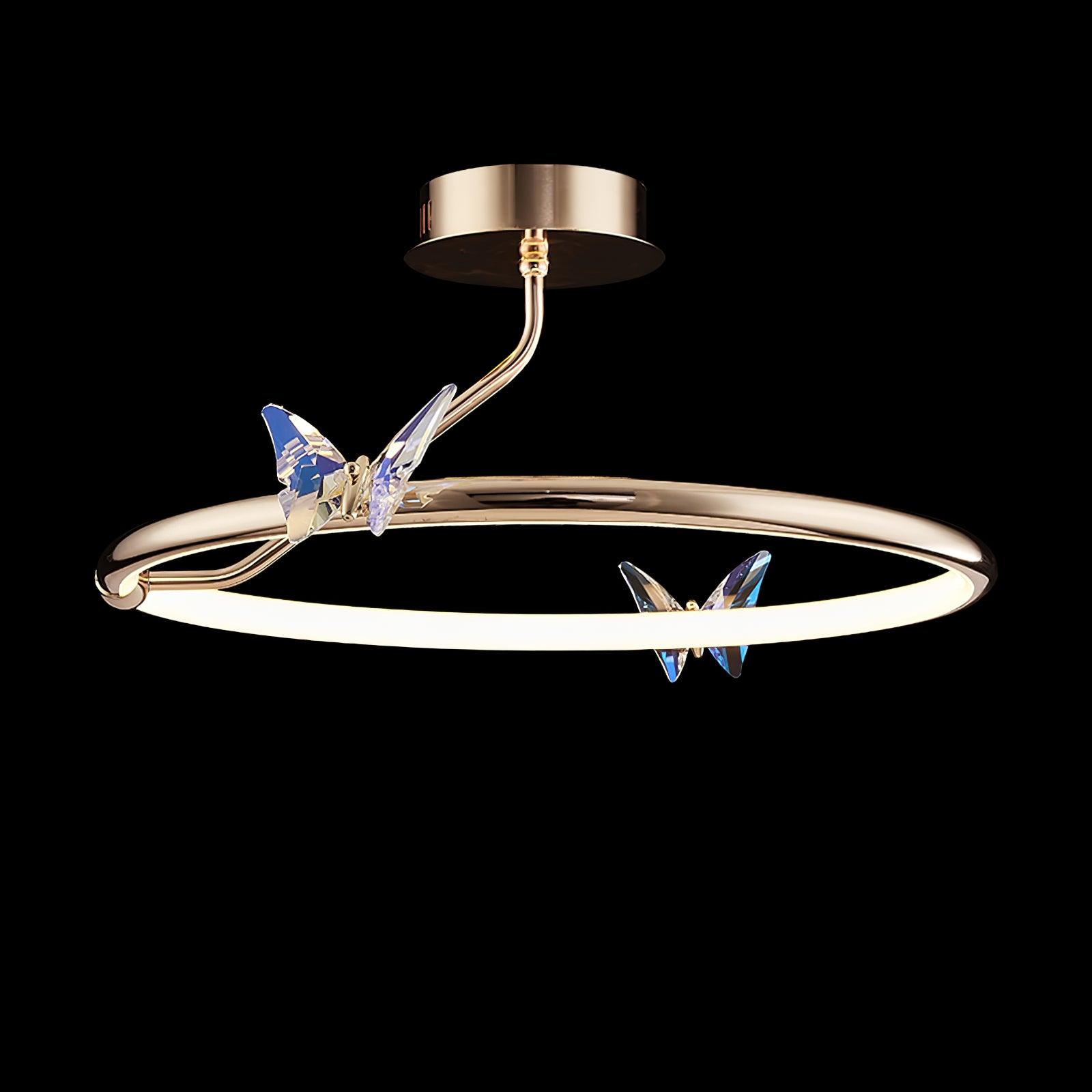 Enchanting Crystal Butterfly Flush Mount Ceiling Light for Bedroom and Living Room