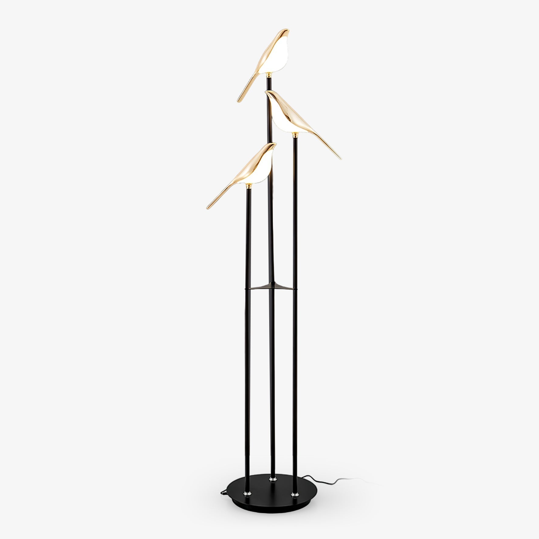 Magpie Perch LED Bird Floor Lamp Modern Minimalist Standing Torchiere Light Gold and Black