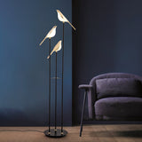 Magpie Perch LED Bird Floor Lamp Modern Minimalist Standing Torchiere Light Gold and Black