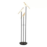 Magpie Perch LED Bird Floor Lamp Modern Minimalist Standing Torchiere Light Gold and Black