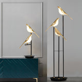 Magpie Perch LED Bird Floor Lamp Modern Minimalist Standing Torchiere Light Gold and Black
