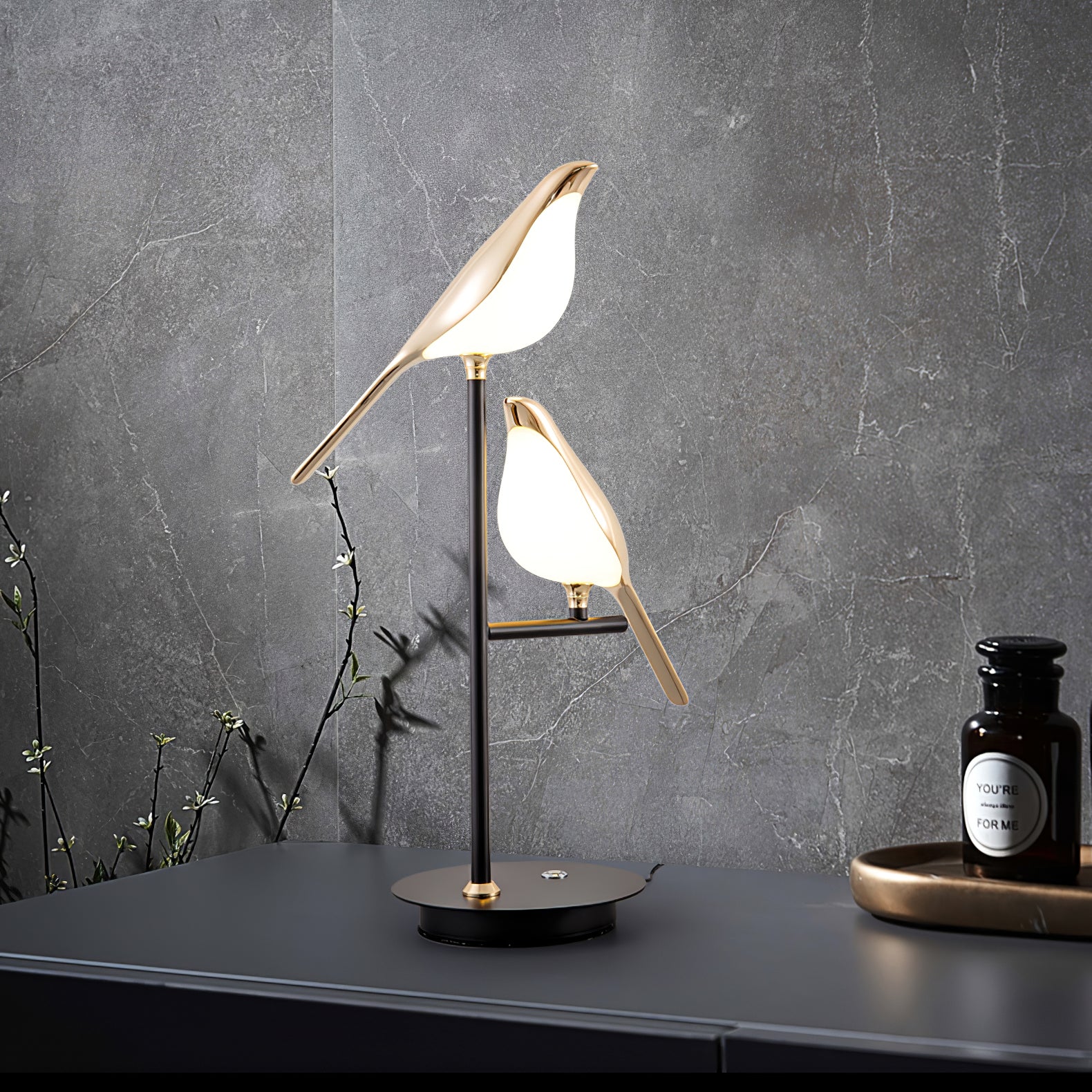 Modern Bird Perch LED Table Lamp for Home Office and Bedside Decor
