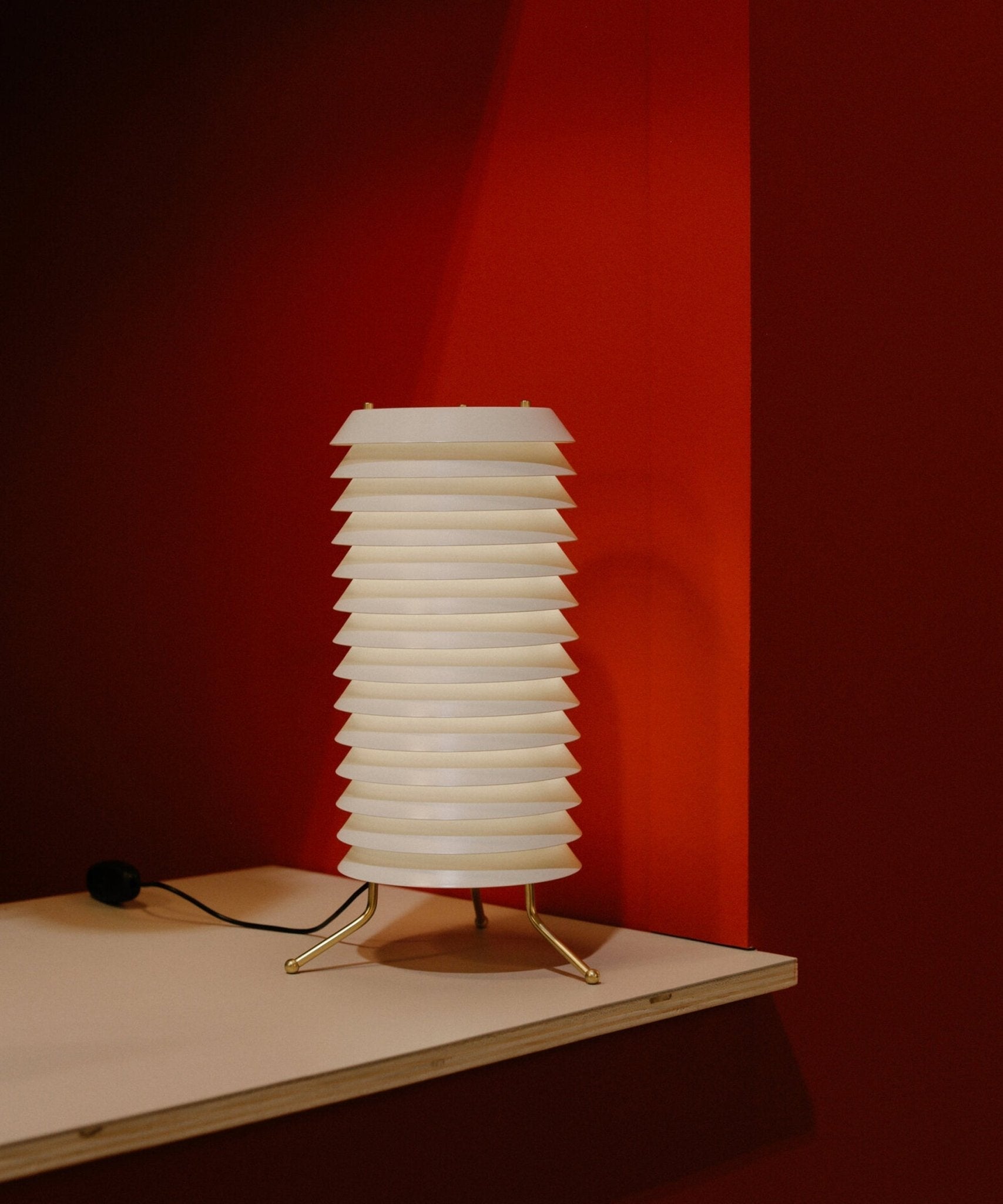 Architectural Baltic Tower Metal Desk Lamp Stacked Disk Design for Modern Bedroom