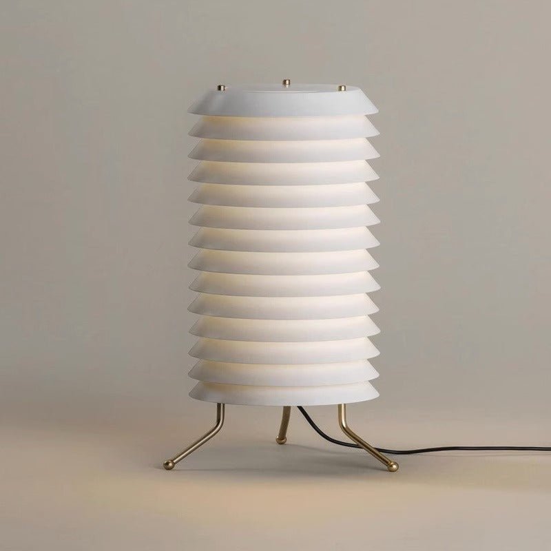 Architectural Baltic Tower Metal Desk Lamp Stacked Disk Design for Modern Bedroom