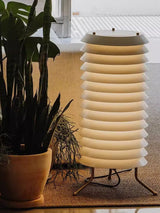 Architectural Baltic Tower Metal Desk Lamp Stacked Disk Design for Modern Bedroom