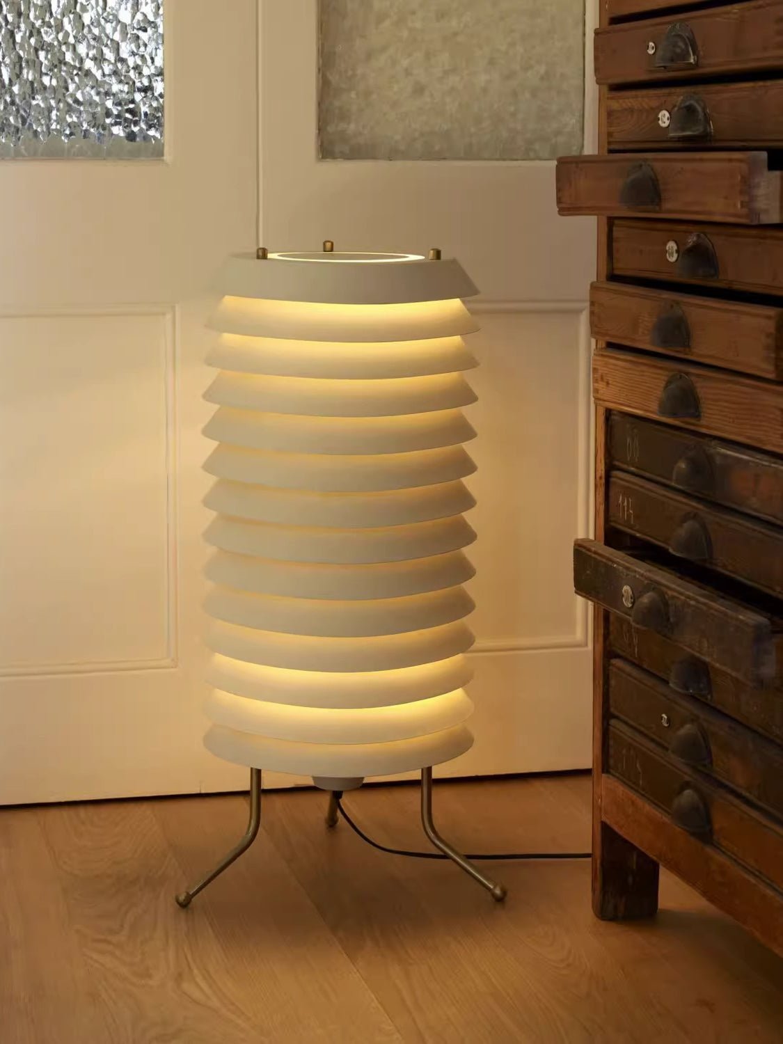 Architectural Baltic Tower Metal Desk Lamp Stacked Disk Design for Modern Bedroom