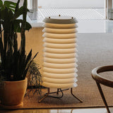 Architectural Baltic Tower Metal Desk Lamp Stacked Disk Design for Modern Bedroom