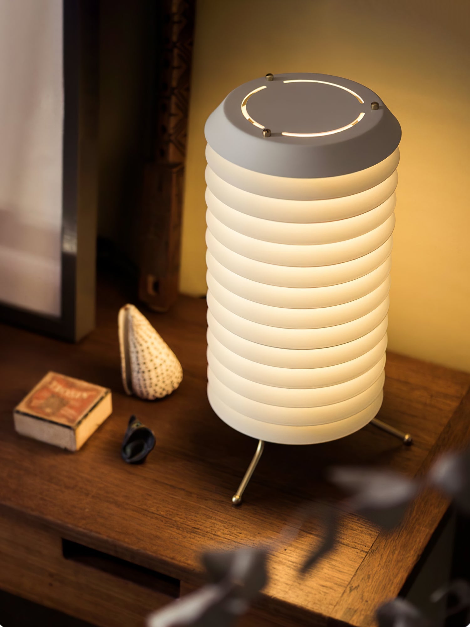 Architectural Baltic Tower Metal Desk Lamp Stacked Disk Design for Modern Bedroom