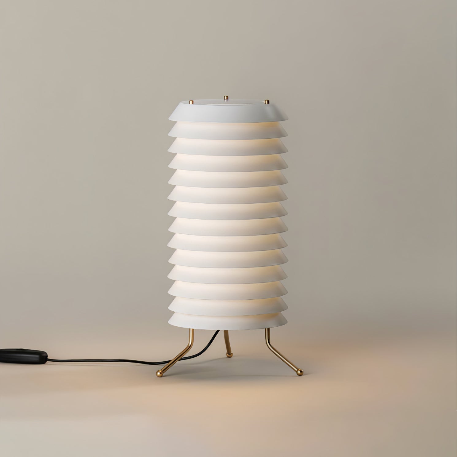 Architectural Baltic Tower Metal Desk Lamp Stacked Disk Design for Modern Bedroom