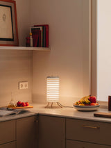Architectural Baltic Tower Metal Desk Lamp Stacked Disk Design for Modern Bedroom
