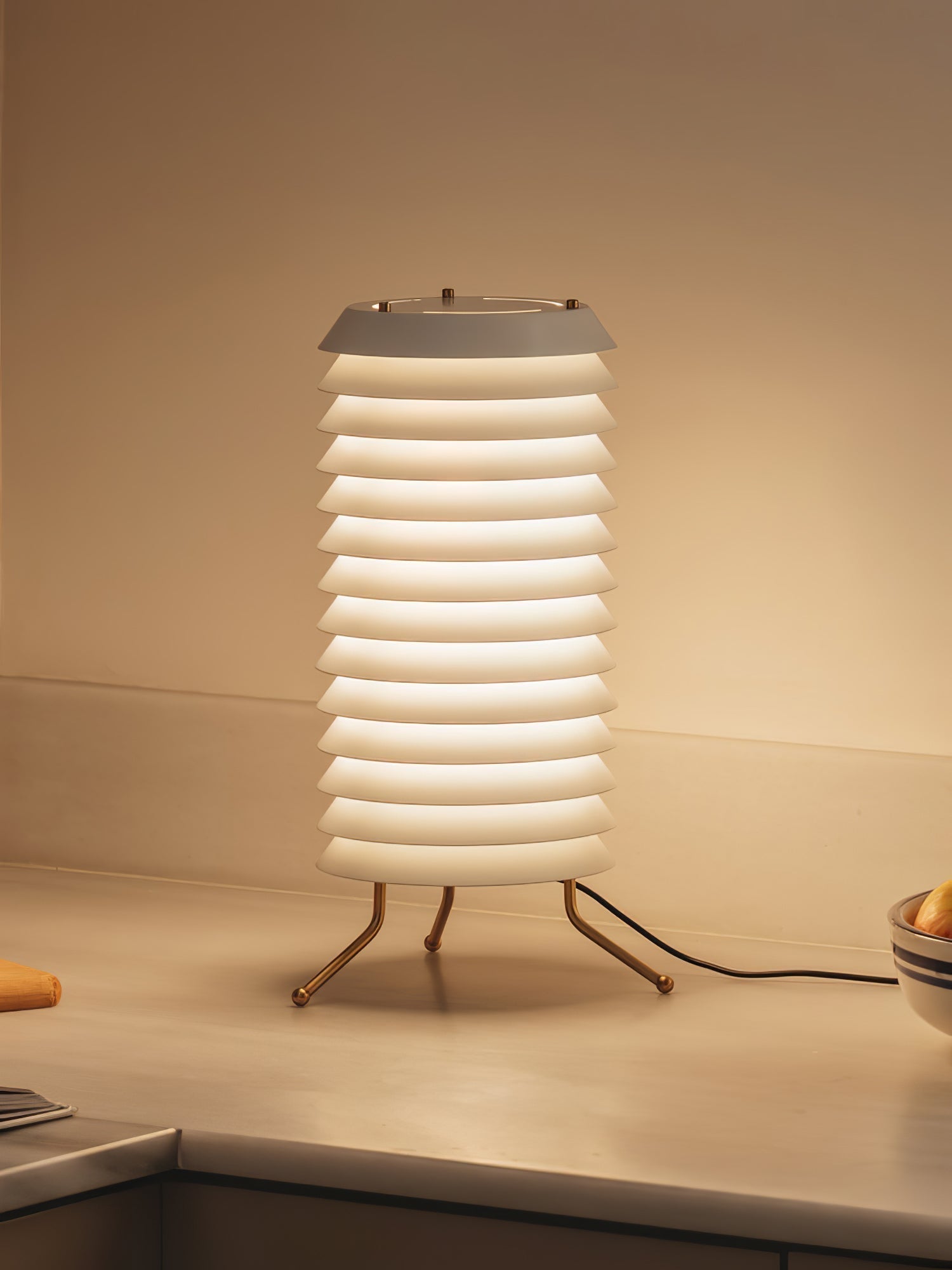 Architectural Baltic Tower Metal Desk Lamp Stacked Disk Design for Modern Bedroom