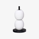 Modern Hand Blown Glass Globe Table Lamp with Natural Marble Base and Integrated LED Light