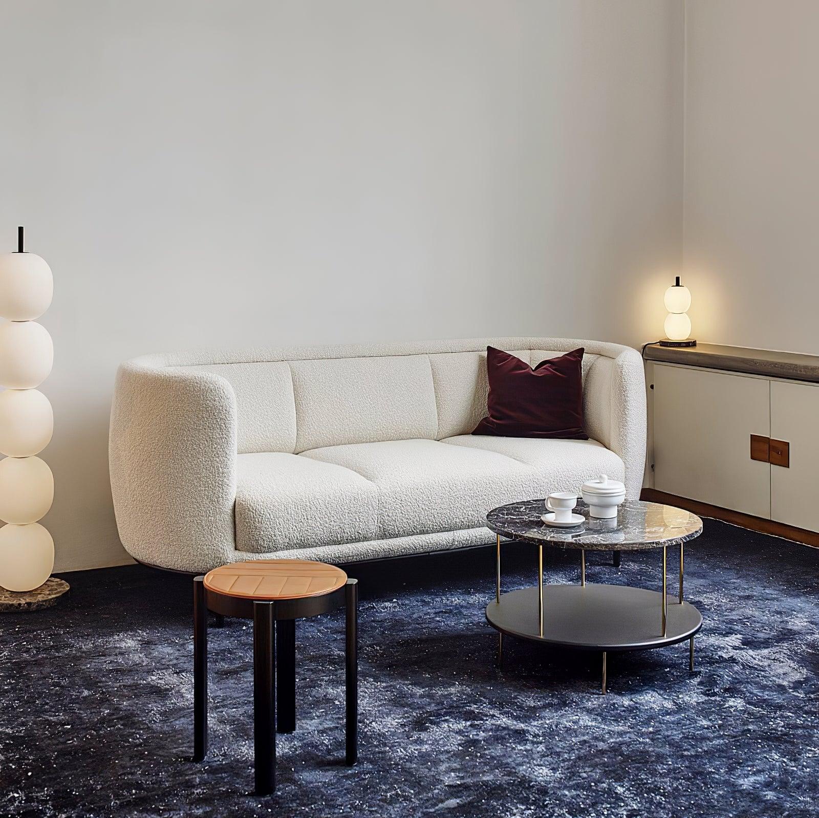Modern Hand Blown Glass Globe Table Lamp with Natural Marble Base and Integrated LED Light
