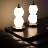 Modern Hand Blown Glass Globe Table Lamp with Natural Marble Base and Integrated LED Light