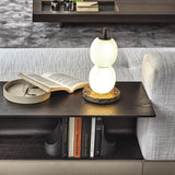 Modern Hand Blown Glass Globe Table Lamp with Natural Marble Base and Integrated LED Light