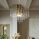 Elegant Crystal Glass Gasolier Chandelier in Brass Finish for Dining Room Lighting