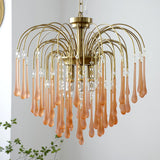 Elegant Crystal Glass Gasolier Chandelier in Brass Finish for Dining Room Lighting