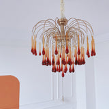 Elegant Crystal Glass Gasolier Chandelier in Brass Finish for Dining Room Lighting