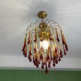 Elegant Crystal Glass Gasolier Chandelier in Brass Finish for Dining Room Lighting