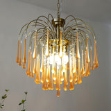 Elegant Crystal Glass Gasolier Chandelier in Brass Finish for Dining Room Lighting