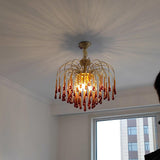 Elegant Crystal Glass Gasolier Chandelier in Brass Finish for Dining Room Lighting