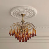 Elegant Crystal Glass Gasolier Chandelier in Brass Finish for Dining Room Lighting