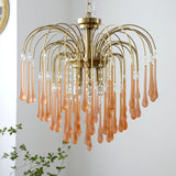 Elegant Crystal Glass Gasolier Chandelier in Brass Finish for Dining Room Lighting