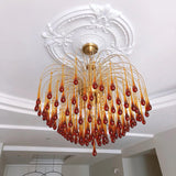 Elegant Crystal Glass Gasolier Chandelier in Brass Finish for Dining Room Lighting