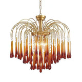 Elegant Crystal Glass Gasolier Chandelier in Brass Finish for Dining Room Lighting