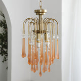Elegant Crystal Glass Gasolier Chandelier in Brass Finish for Dining Room Lighting