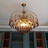 Elegant Crystal Glass Gasolier Chandelier in Brass Finish for Dining Room Lighting